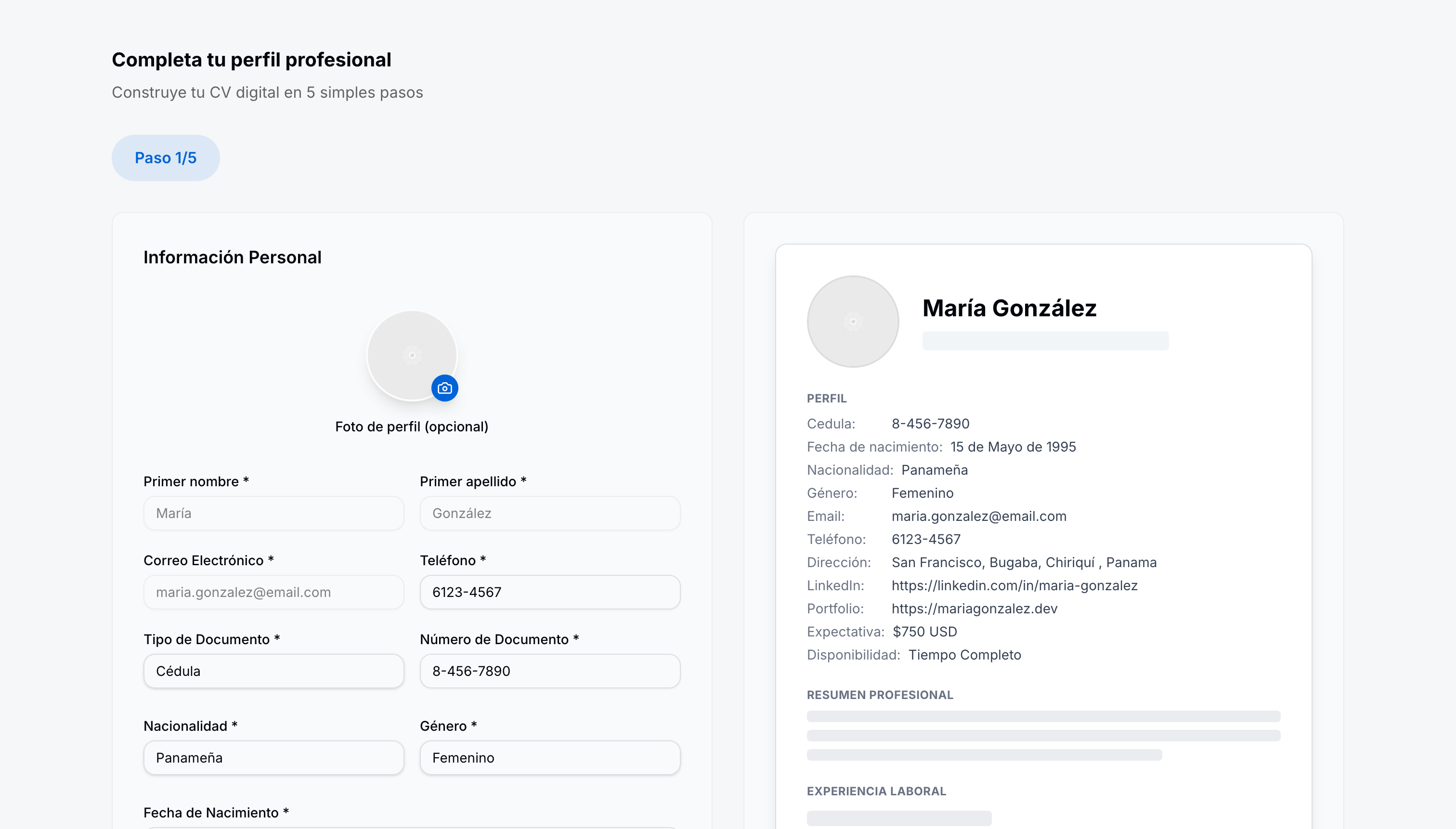 Asistente de completar perfil