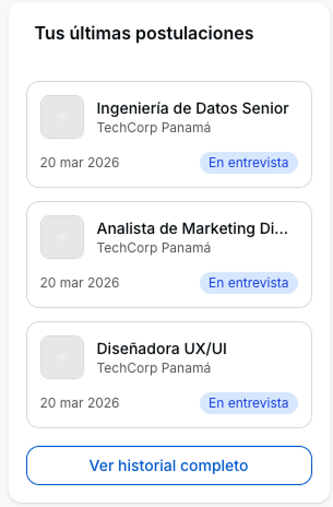 Aplicaciones recientes en el dashboard