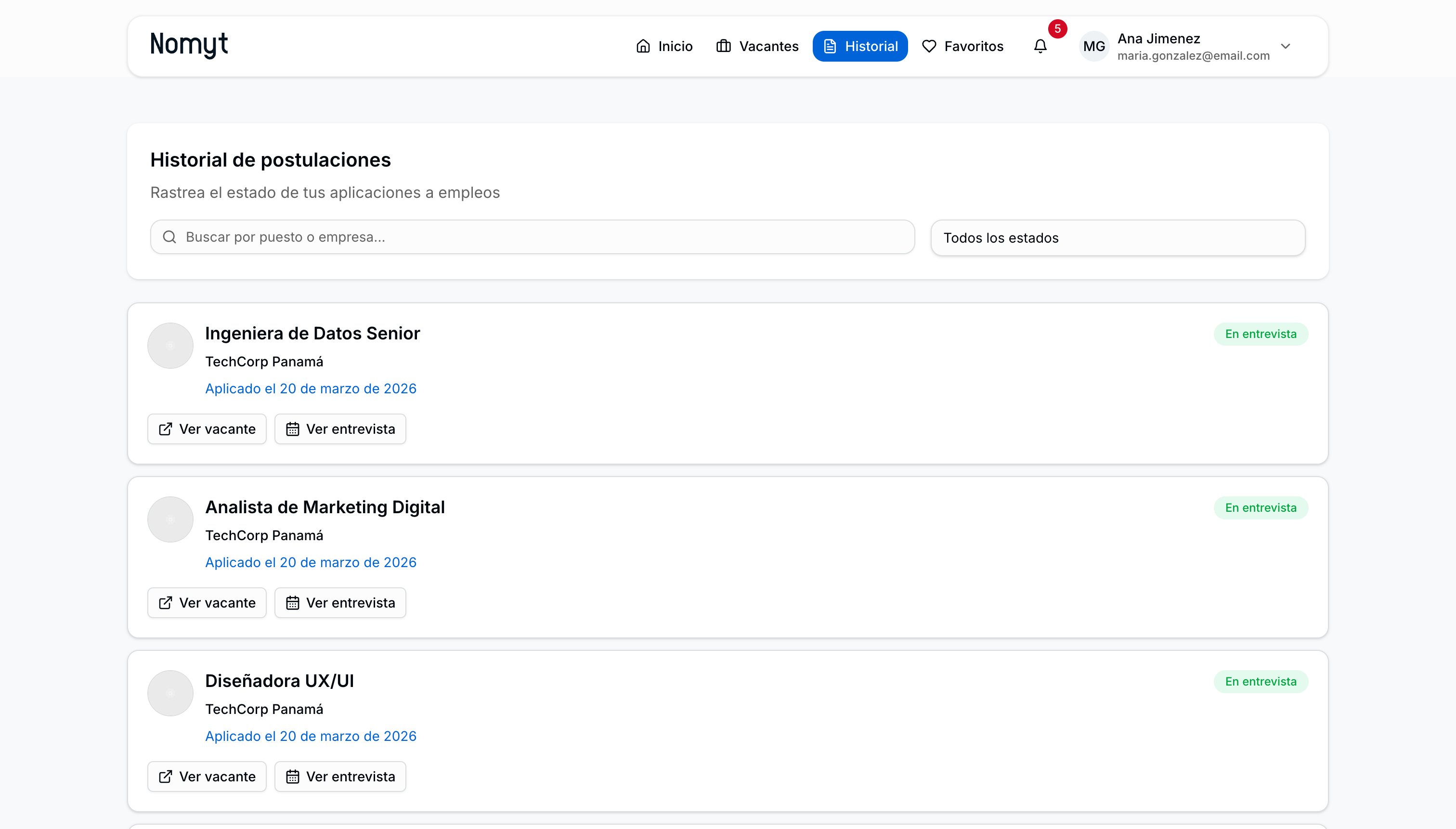 Filtros de estado de aplicaciones