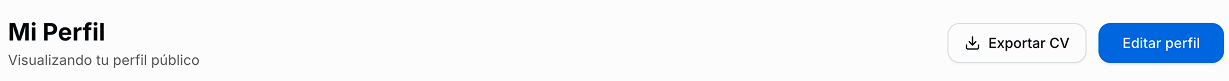 Botón Exportar CV visible en la cabecera del perfil del candidato