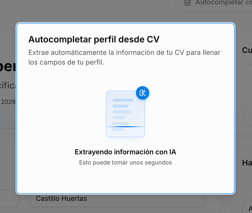 Animación de escaneo y extracción de datos con inteligencia artificial