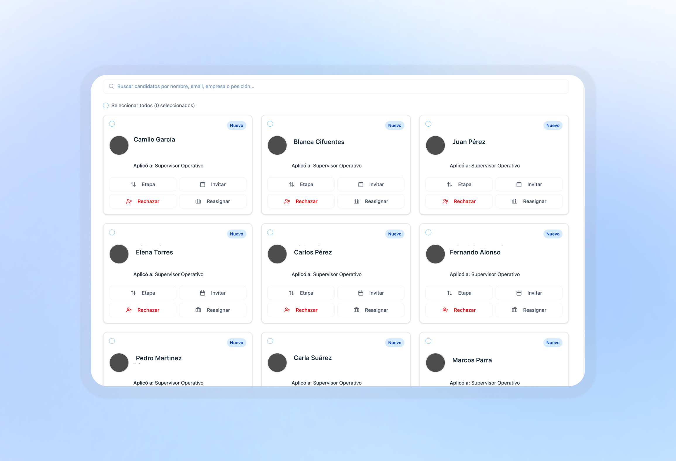Mantén datos de candidatos calificados y revisa sus perfiles completos en un sólo lugar.